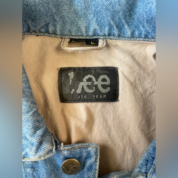 LEE Vintage Large 100% Cotton Light Blue Denim Jean Jacket - Picture 5 of 10